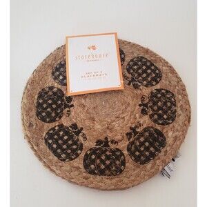 Set Of 4 NEW Storehouse 15" Round Jute Pumpkin Placemats Fall Autumn Decor